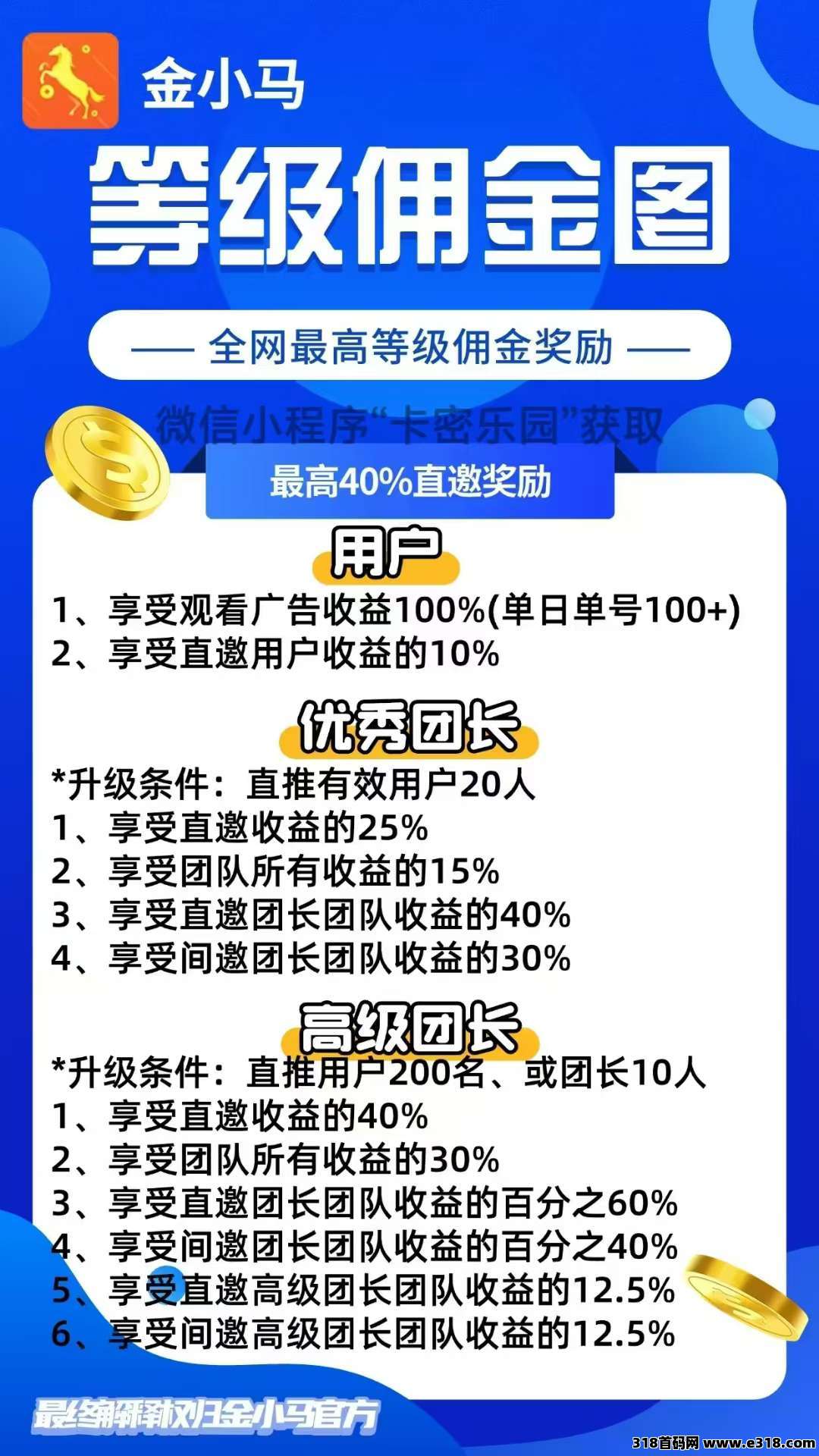 首码〖金小马〗零撸广告，不养机保底收益高！